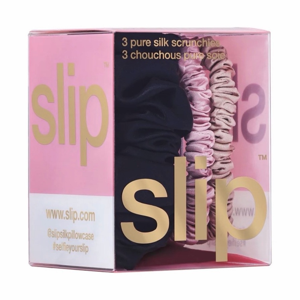 Slip Silk Hair Ties - Midnight Black, Blush Pink, Champagne Tan